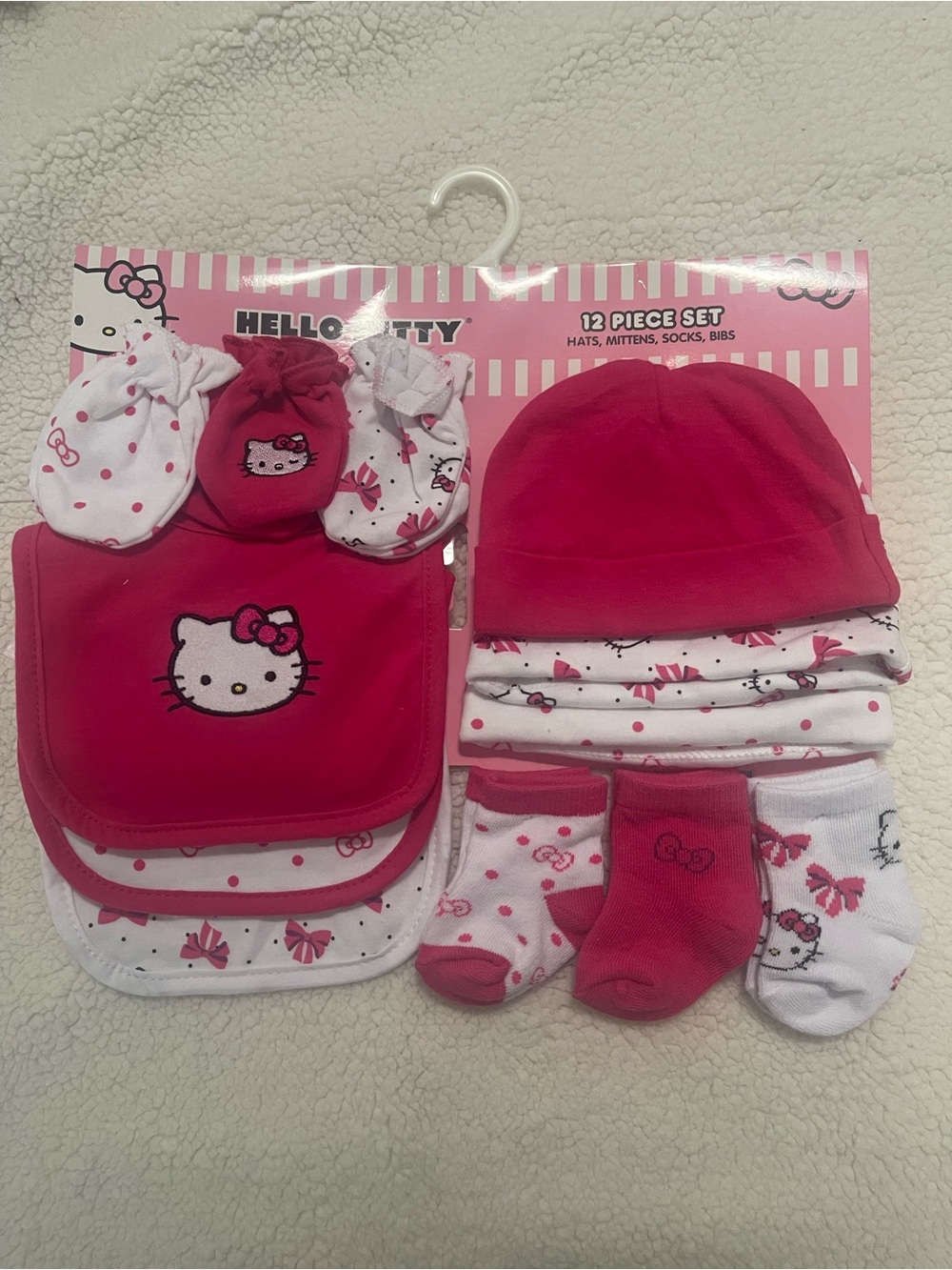 Hello Kitty Pink & White Baby Accessory Set - 12 Pieces